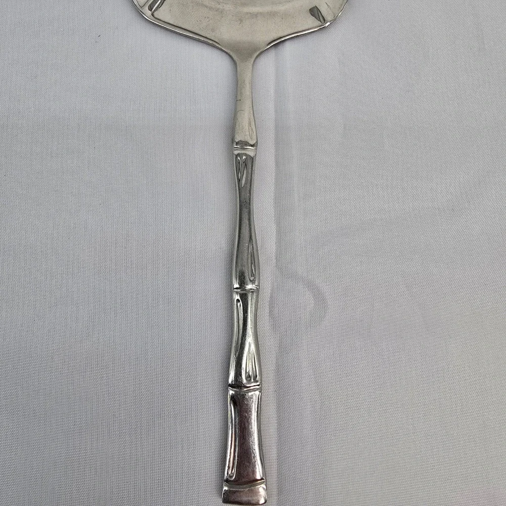 Vintage Bamboo Handle Stainless Steel Cheese Slicer Plane Server Korea 8.25in